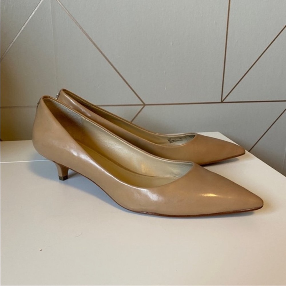 Coach Nude Leather Kitten Heels